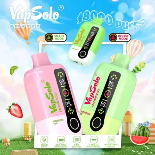 VapSolo DG18000 Engangs Vape - Førsteklasses Jordbærvannmelon: Den Ultimate Smaksopplevelsen for Norske Vapere i 2025