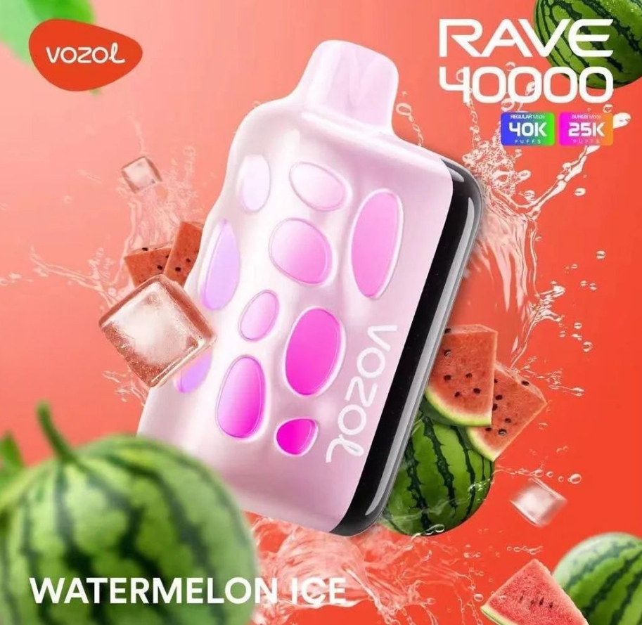 Vozol Rave 40000 Puffs - Vannmelon Is: En Fjordfrisk Energibombe i Lomma