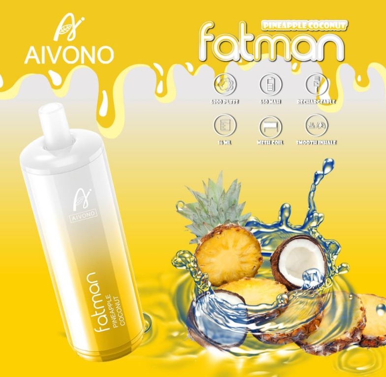 Aivono FATMAN 6800 Puffs Vape - Ananas Kokos: En smaksfest for moderne vapers