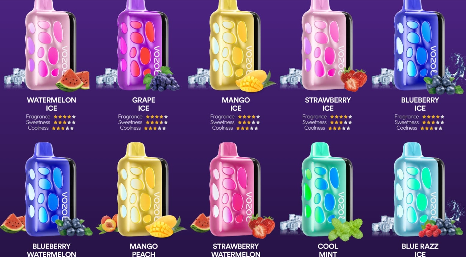 Vozol Rave 40000 Puffs - Vannmelon Is: En Fjordfrisk Energibombe i Lomma